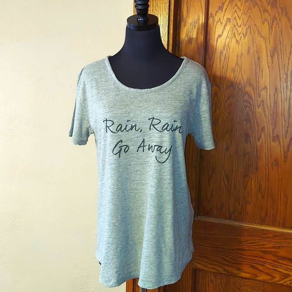 Banana Republic "Rain Rain Go Away" Scoop Neck Verrigated Gray Tee M